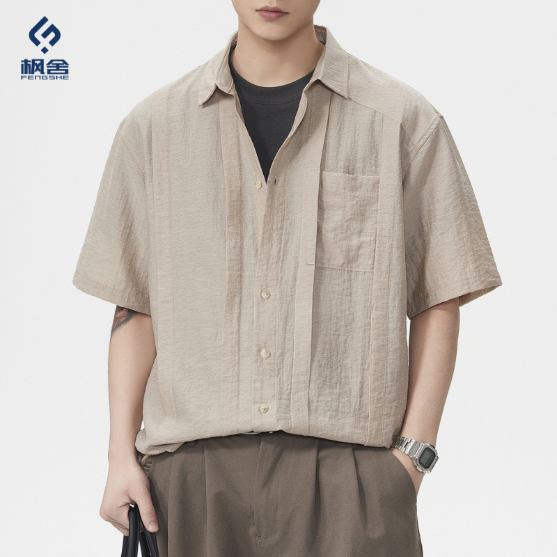 Men's Clothing / Old Money Linen Collar Short-Sleeve Shirt for Men, American Style Loose Simple Casual Shirt, Linen Shirt for Men Men's Clothing / Old Money Linen Collar Short-Sleeve Shirt for Men, American Style Loose Simple Casual Shirt, Linen Shirt for Men