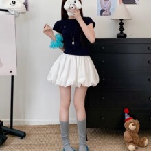 韩系花苞短裙女2026夏季高腰显瘦南瓜裤小个子a字蓬蓬半身裙子