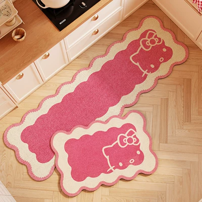 Avtomobil döşəmə paspasları — and non-slip kitchen floor mat - d-pink-cat-print-4060cm-single-piece-of-diatom-mud