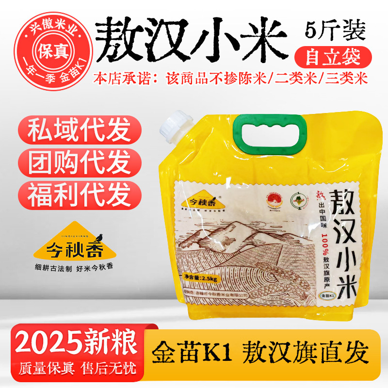 Inner Mongolia Chifeng Aohan Millet Self-Standing Bag First-Grade Millet Golden Seed K1 Yellow Millet Autumn Fragrance