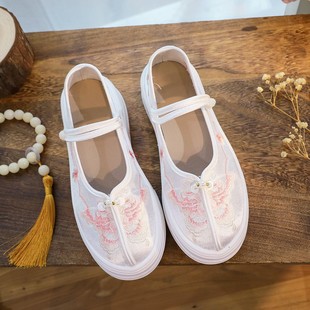 Ling Zhi 2025 New Vintage National Style Mary Jane Height Increasing Hanfu National Style Thick Bottom Sports Embroidered Shoes