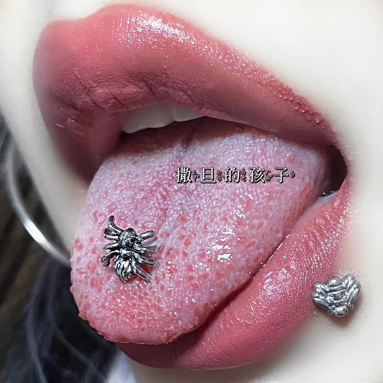 Labret stud lip piercing jewelry styling detail