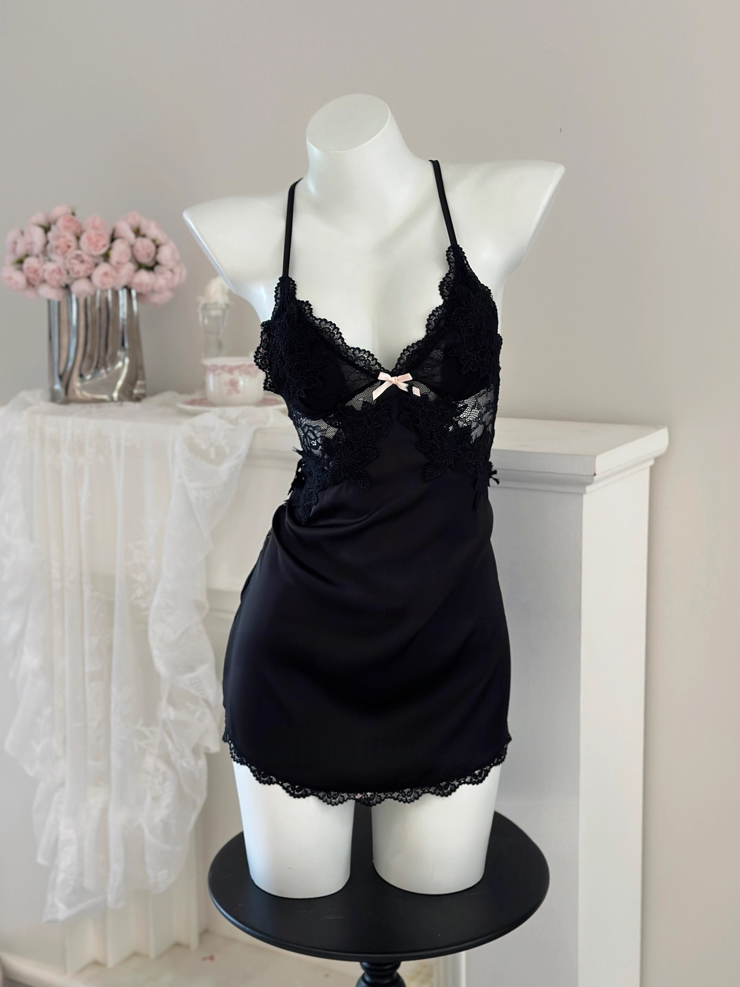 Fuchsia slip dress, removable breast pads