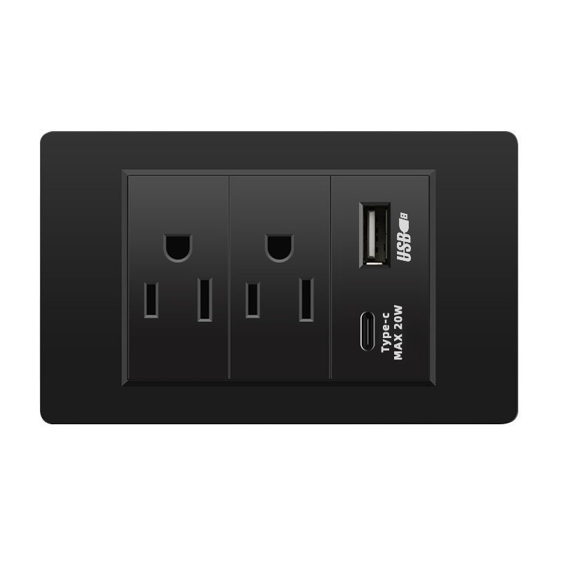 外国貿易スイッチソケット黒 PC パネル壁東南アジアタイ 6 穴台湾ソケット 20Wtype-c|undefined