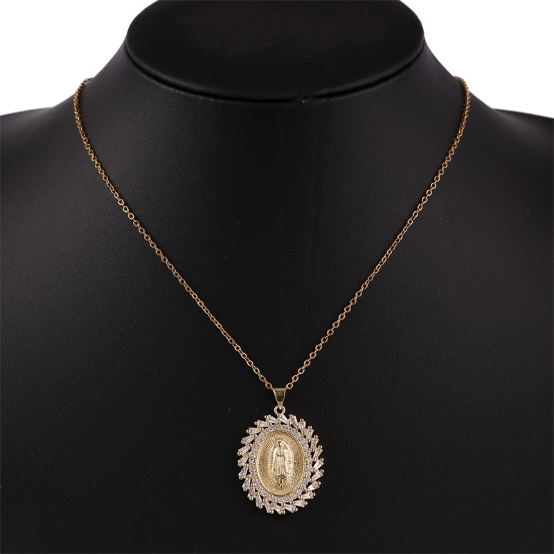 Virgin Mary Pendant Copper Inlaid Zirconium Necklace Wholesale Nihaojewelry display picture 4