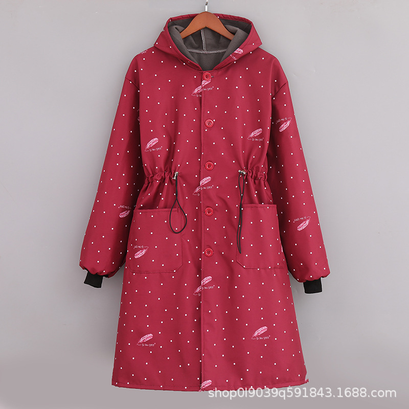 Nuevo abrigo de lana gruesa a prueba de viento gran bolsillo de invierno madre calentamiento de cuerda abrigo largo