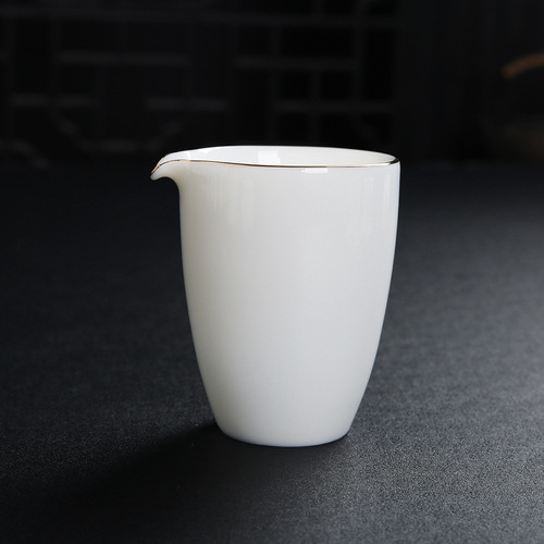 Suet-fat jade white porcelain fair cup household kung fu tea set pouring tea male cup even cup ceramic filter cocoa printed logo