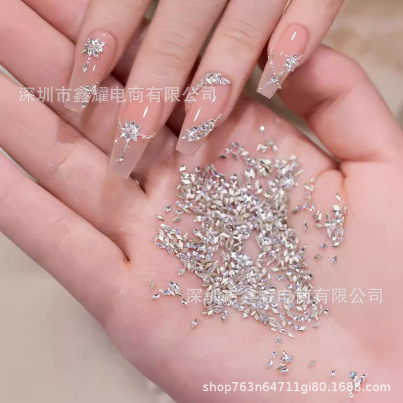 Nail Art Flash Micro Zirconium Mini Diamond Inverted Edge Flat Bottom Zircon Snowflake Filling Diamond Super Flash Wear Armor Decorative Diamond