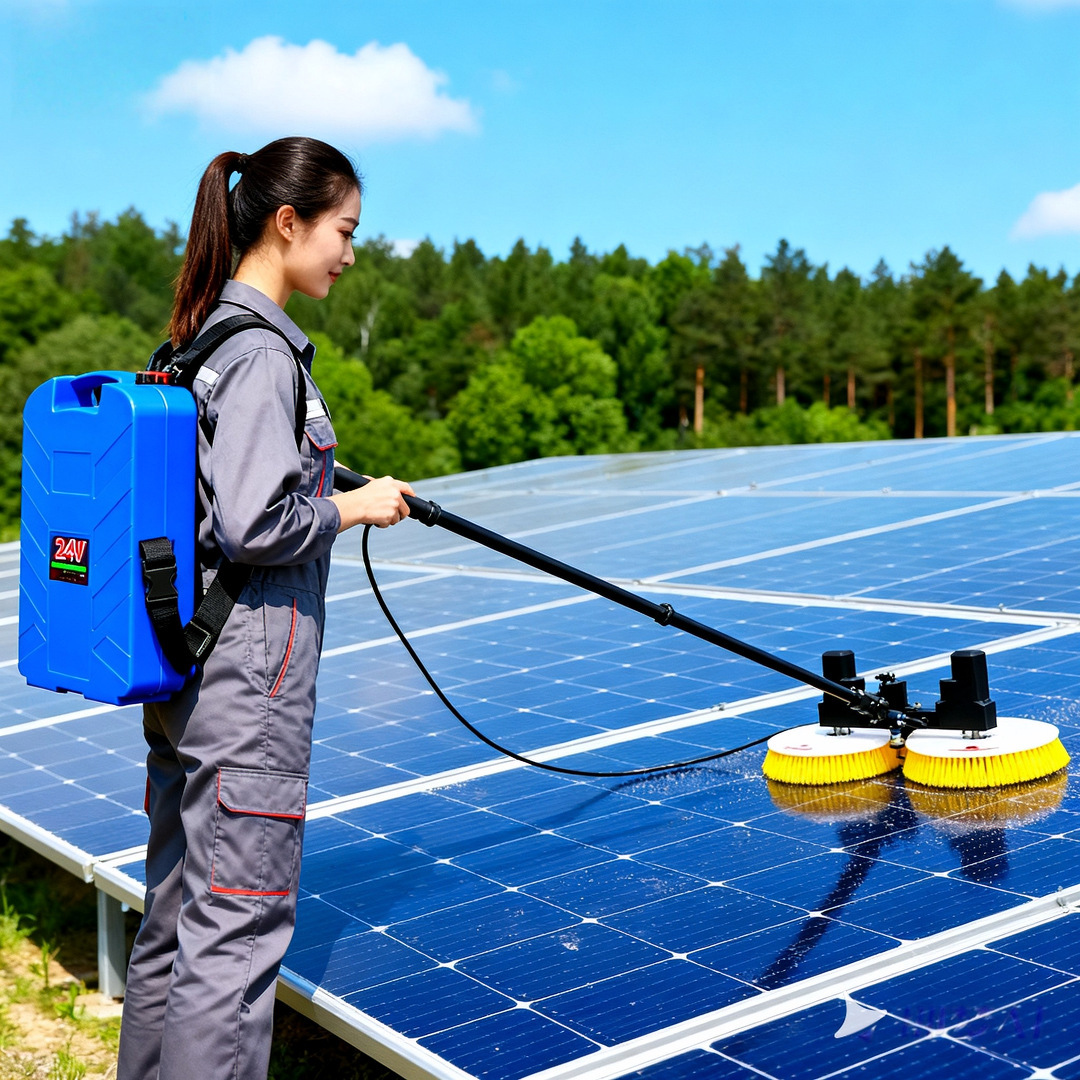 太阳能光伏板电动清洁工具机器人清洁工具设备双头多功能清洁刷