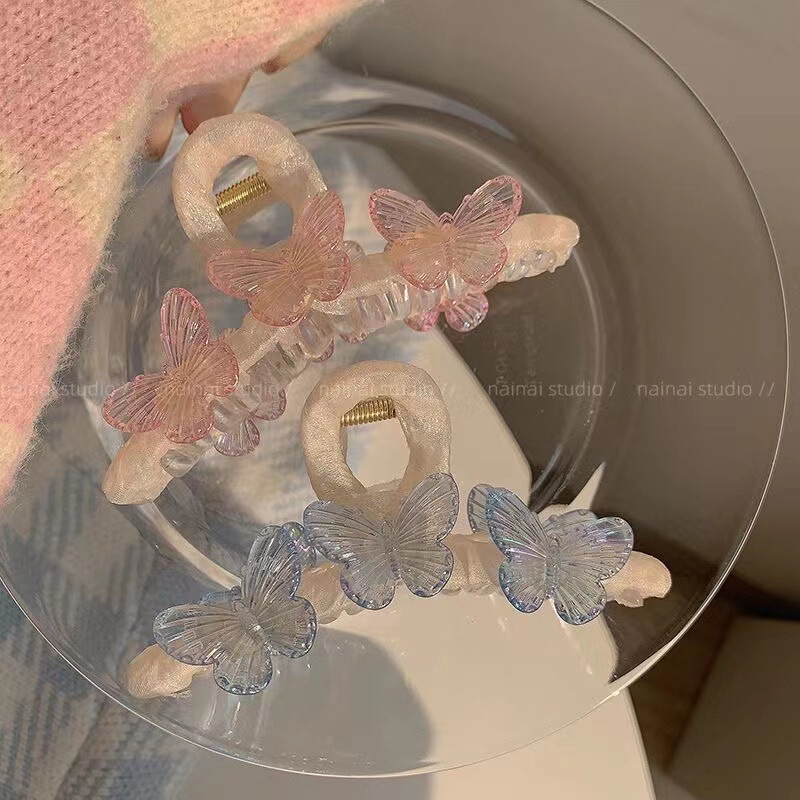 2023 new pink + Blue butterfly clip ~ girl's heart Super Fairy Spring shark clip colorful hair accessories hairpin