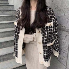 韩版气质小香风毛衣外套女秋冬新款高级感百搭中长款宽松针织开衫