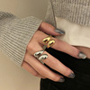 Small design brand ring, minimalistic glossy adjustable accessory, Japanese and Korean