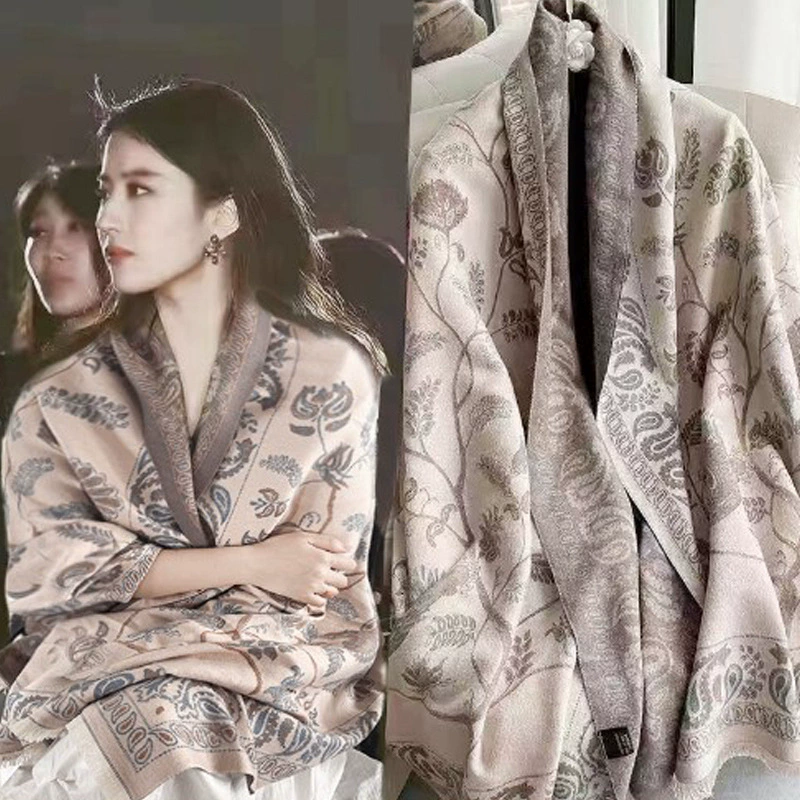 Новый осенне-зимний платок сиеста одеяло кашемировый шарф с принтом кисточка теплый шарф женский оптом