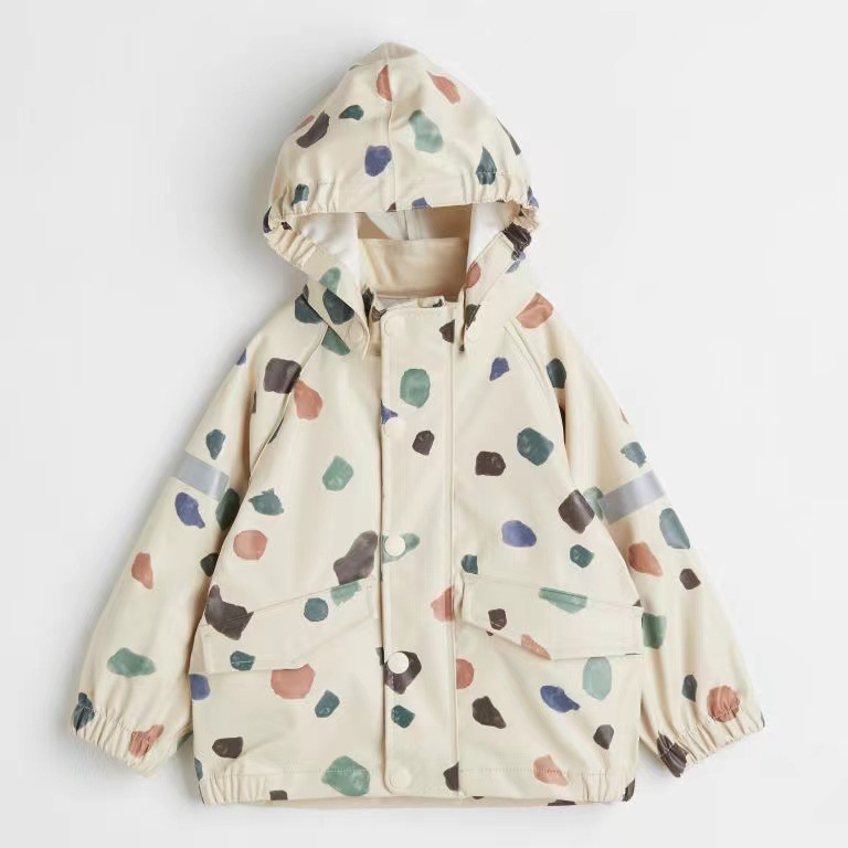 kids rain jacket 外贸原单出口2023男女童春秋薄款皮衣防水夹克