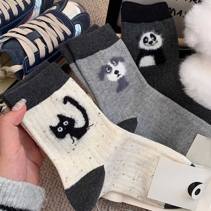 Spring, Autumn, and Winter Mid-Calf Socks for Women, Trendy Japanese Style, Niche Cartoon Cute Animal Kitten Colorful Dot Yarn, Factory Direct Sale Spring, Autumn, and Winter Mid-Calf Socks for Women, Trendy Japanese Style, Niche Cartoon Cute Animal Kitten Colorful Dot Yarn, Factory Direct Sale