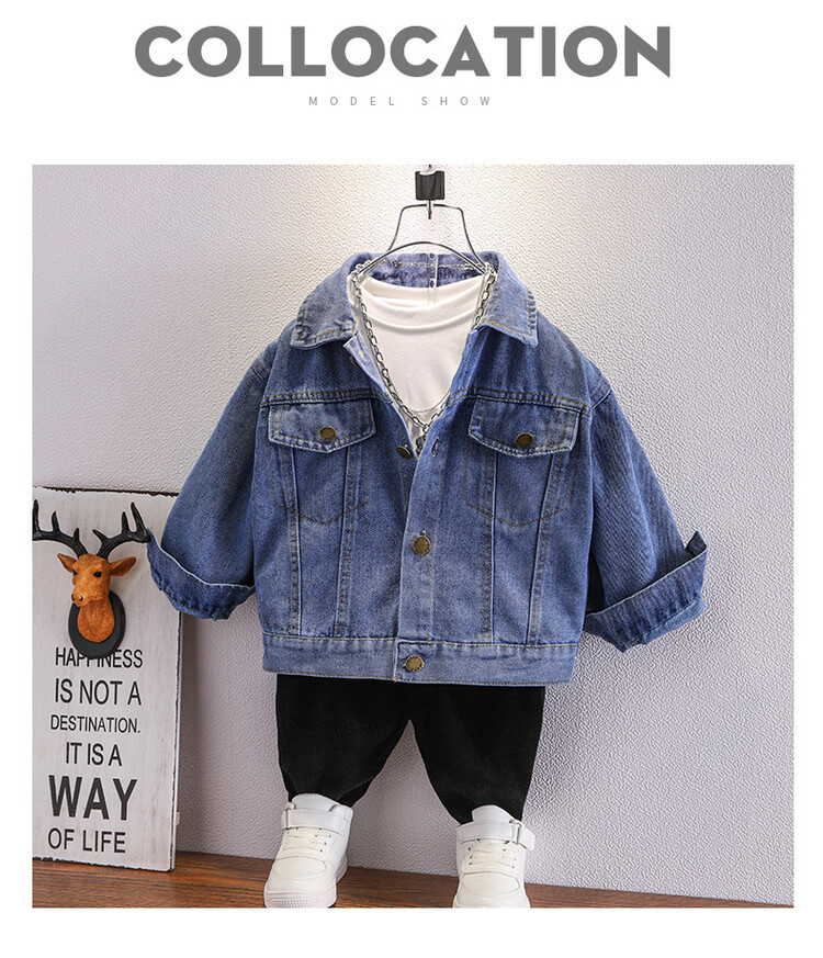 Boys back bear 2024 Spring Autumn new children's cool and trendy jacket boys denim clothing trend_voghion.com