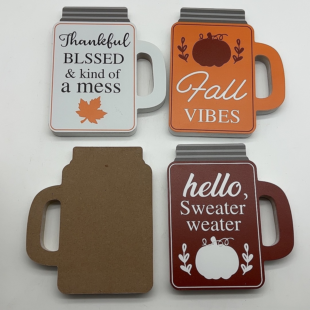 Transfronterizo 4PCS cosecha de Acción de Gracias tazas de vino modelado bandeja de madera decoración de mesa