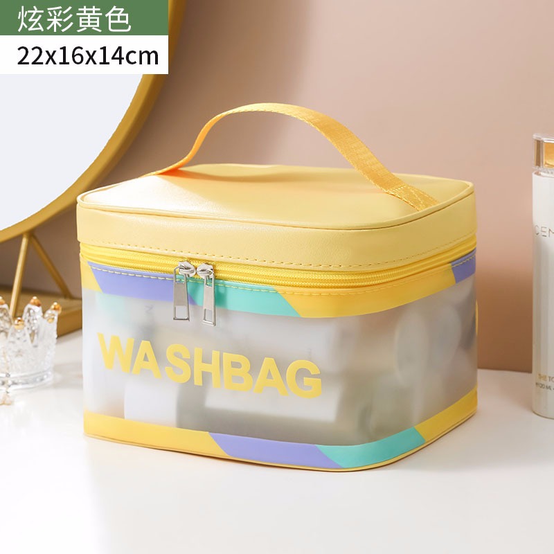 Bolsa de cosméticos transparente transfronteriza bolsa de almacenamiento impermeable de alta capacidad bolsa de lavado de maquillaje portátil PU