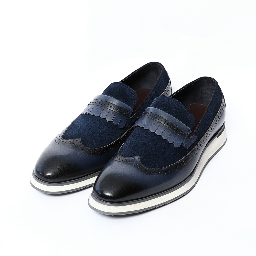 Kişi üçün dəri ayaqqabı - timsah naxışlı klassik loafer