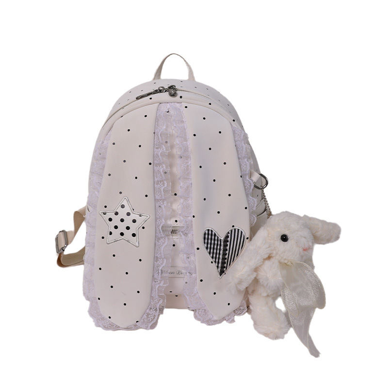 Nuevo lindo lindo punto de onda de encaje orejas de conejo mochila para mujeres 2026 viaje de gran capacidad mochila escolar diaria
