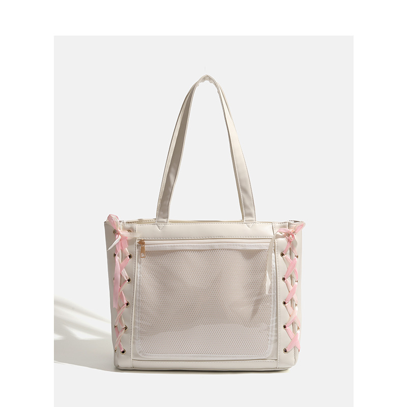 HENGJINGYX Cross-border Pain Pack Large Capacity Tote Bag Japanese Ribbon Two-Dimension Transparent Shoulder Bag