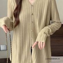 大码秋装新款时尚百搭气质不规则开叉针织衫洋气宽松遮肉显瘦毛衣