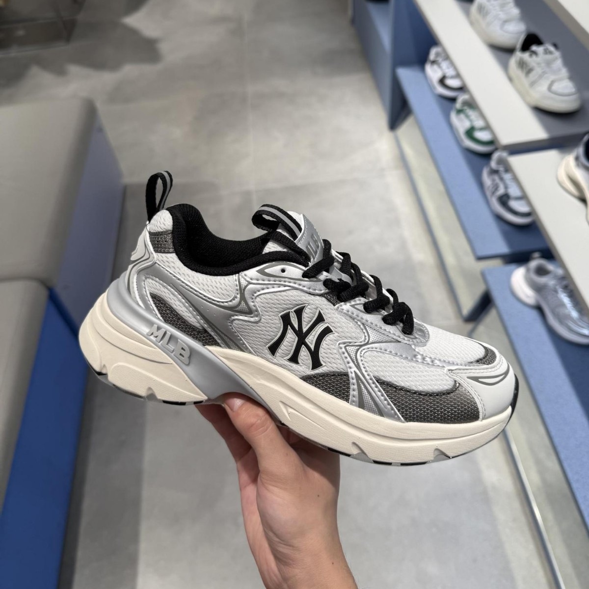 Putian MLB Dad Shoes New York Yankees NY Unisex Retro Thick-Soled Height-Increasing Casual Running Sneakers