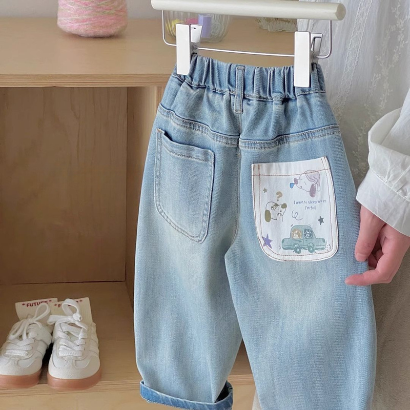 Boys' autumn jeans, stylish and super soft, with cartoon prints, in stock, children's spring casual pants Boys' autumn jeans, stylish and super soft, with cartoon prints, in stock, children's spring casual pants