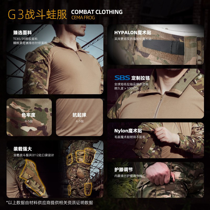 Nuevo producto G3 ropa de frana de combate al aire libre pantalones tácticos de fanáticos militares camuflados ropa de combate transpirable fuente fabricante