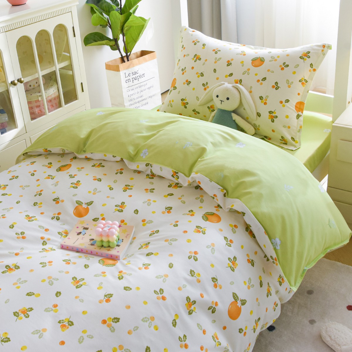 Juego de tres piezas de cama de algodón para niñas dormitorio de estudiantes universitarios individual 90x200 sábana cubierta de edredón juego completo