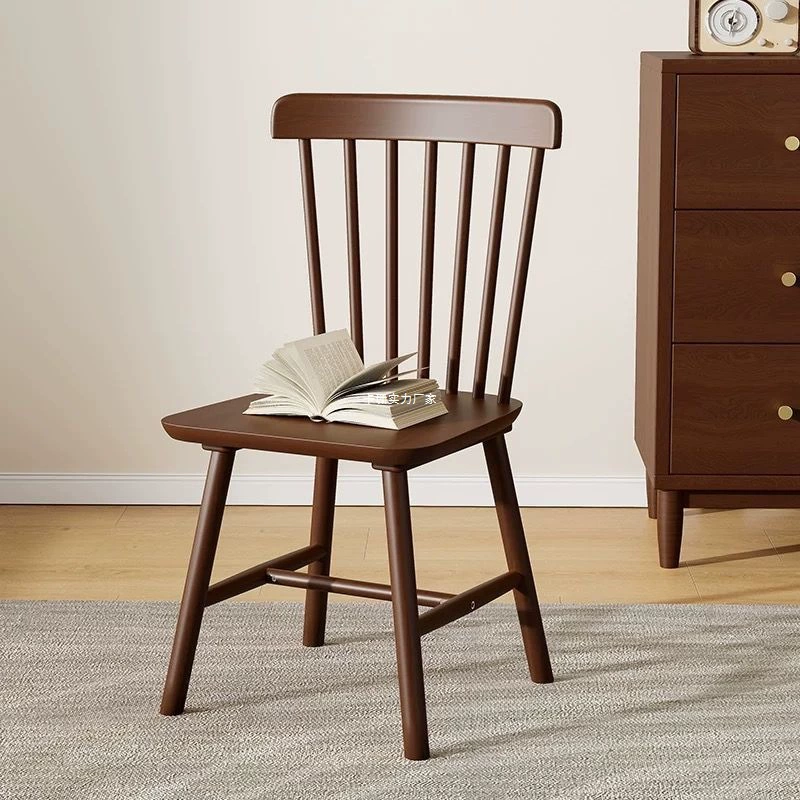 Скандинавский бытовой стул со спинкой из цельного дерева, маленькая квартира, современный прочный простой стул для гостиной, столовой, спальни, ресторана, Виндзор