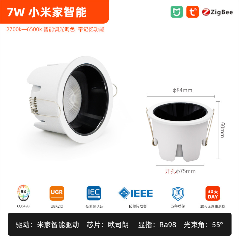 7w white + black connected⼊⽶Home app