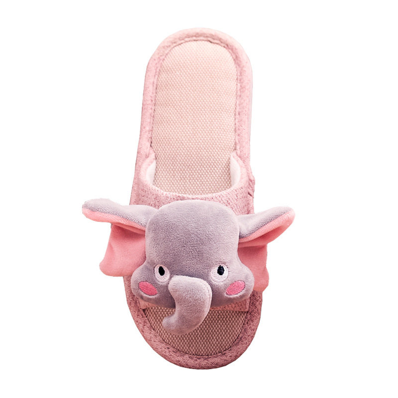 La primavera y el otoño de coser zapatos de tamaño libre de dibujos animados lindo adultos zapatillas de punta rosa pareja zapatillas de lino en stock al por mayor