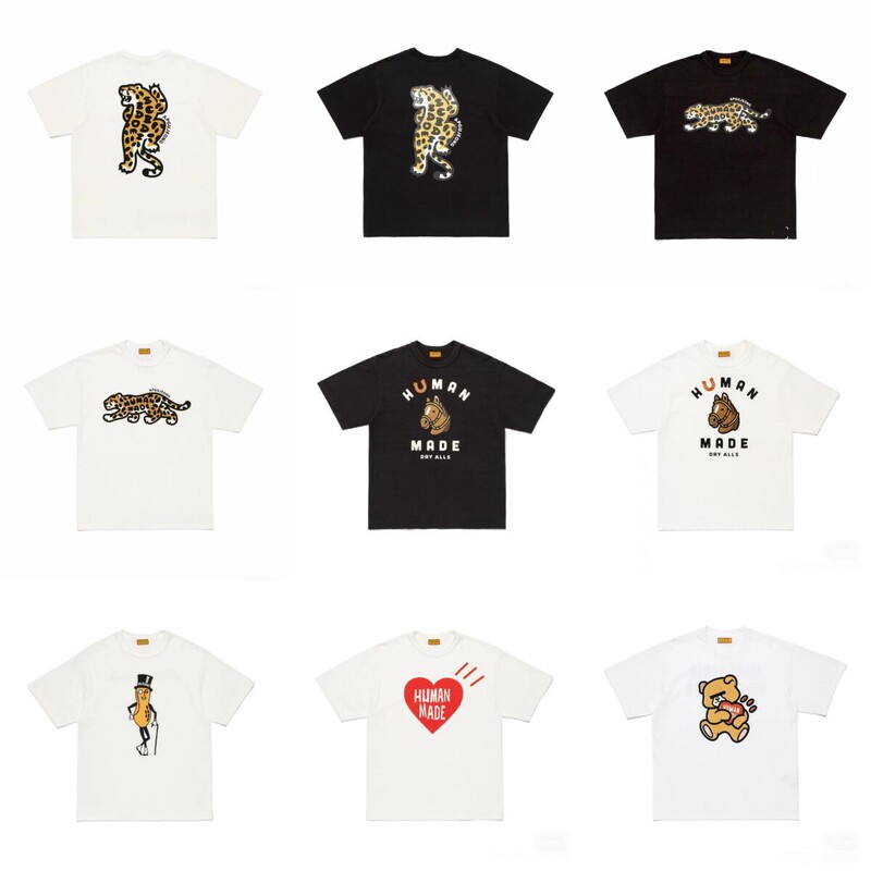In Stock 26Ss Heavyweight Bamboo Cotton Japanese Style Trendy Brand Human Cartoon Print Short-Sleeve T-Shirt Unisex Loose Top In Stock 26Ss Heavyweight Bamboo Cotton Japanese Style Trendy Brand Human Cartoon Print Short-Sleeve T-Shirt Unisex Loose Top