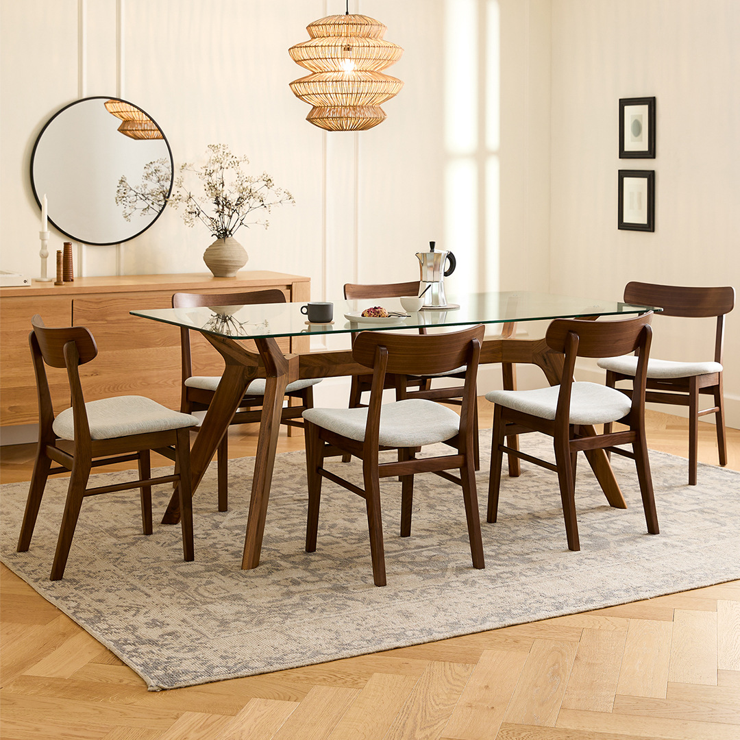 Mesa de comedor de exportación de vidrio temperado mesa de comedor de lujo ligera alta sensación de mesa de madera maciza mesa de comedor simple moderna silla