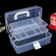 包邮手提塑料透明收纳箱 绘画美术工具箱儿童玩具收纳 家用医药箱