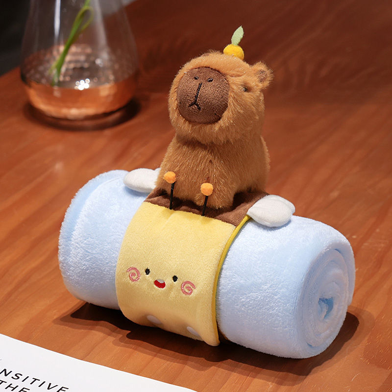 Bebés de dibujos animados encantadores muñecas de animales con mantas muñecas de peluche 2 en 1 para niños y niñas siesta almohada mantas