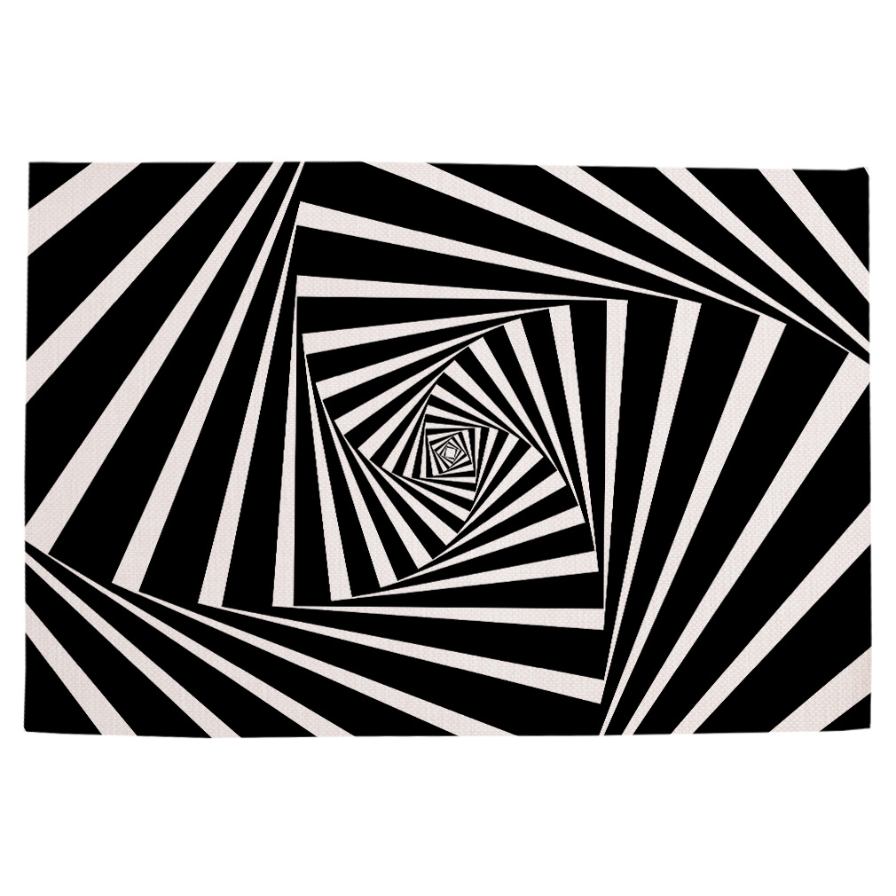 跨境专供 防水亚麻餐垫印花个性来图来样定制 几何系列餐桌垫杯垫