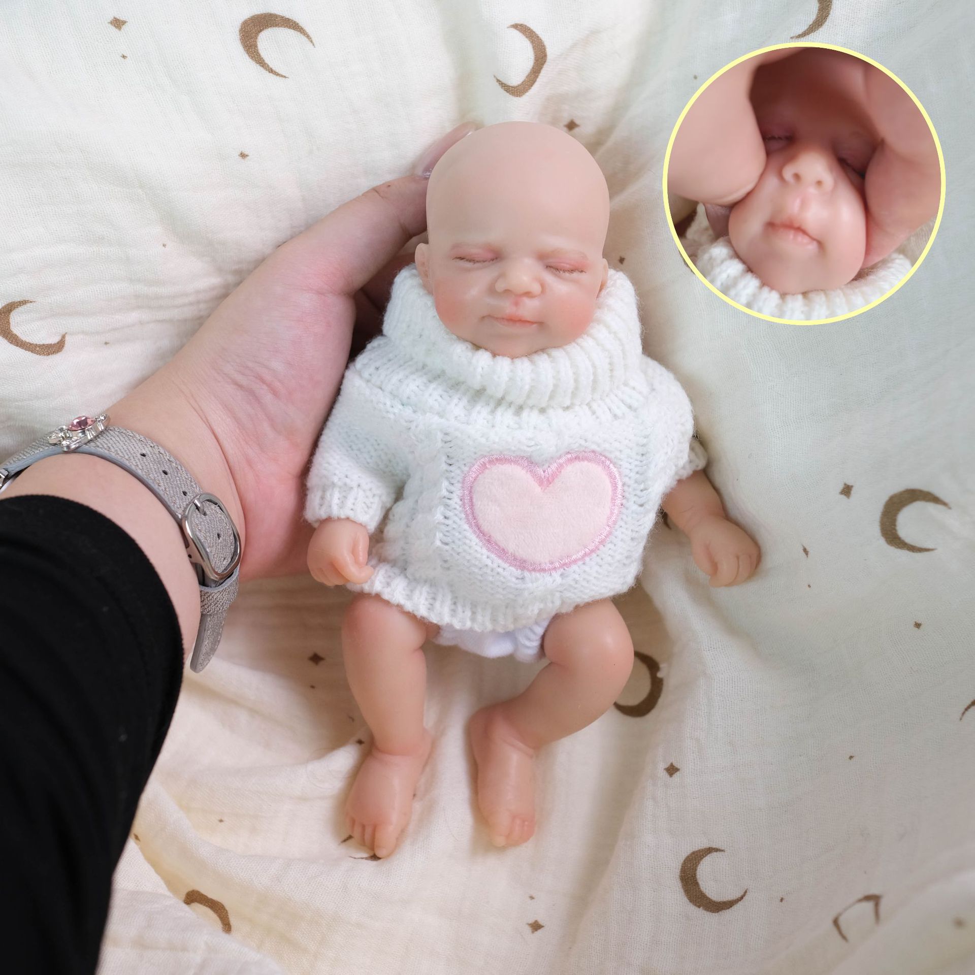 8 pulgadas polvo de suéter blanco amor parche de silicona sólida muñeca de simulación para niños Navidad sólida silicona
