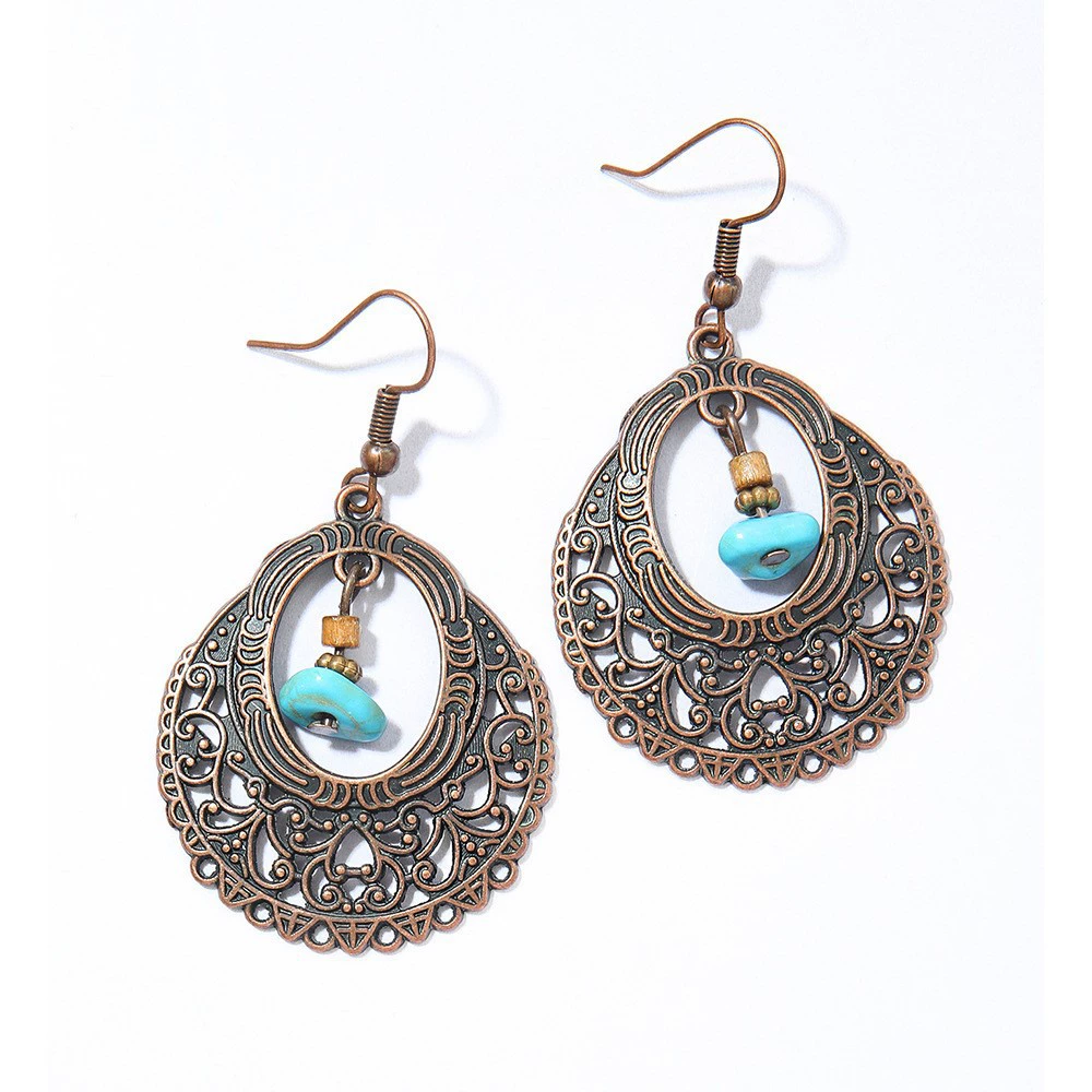 Woven Turquoise Boho Earrings, Handmade Tassel Drop, Lightweight 11.4 cm
