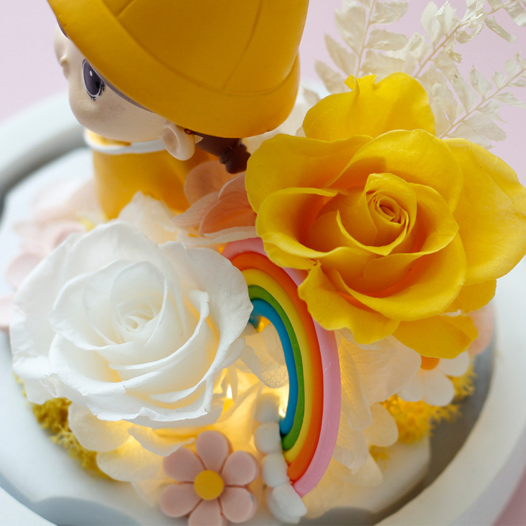 Regalo de San Valentín para novia regalo de cumpleaños flor eterna Linda muñeca linda flor seca flor eterna al por mayor flor real