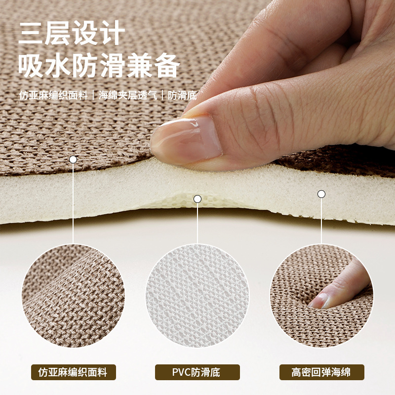 卡通仿亚麻加厚浴室地垫吸水防滑垫速干家用卫生间厕所门口脚垫|undefined