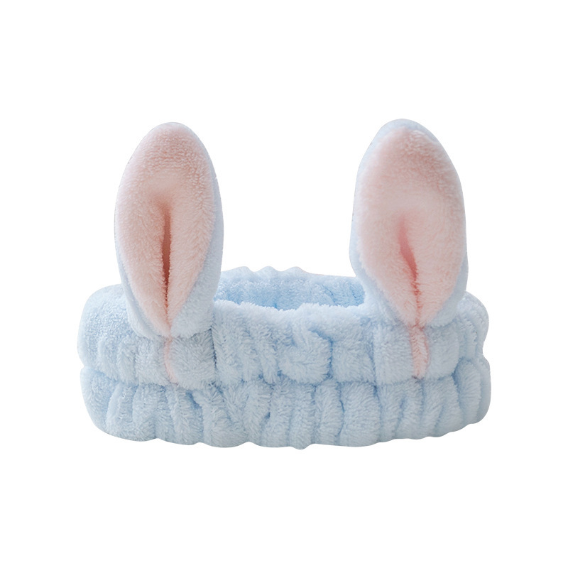 Nueva celebridad de Internet Corea del Sur cara máscara maquillaje lindo orejas conejo felpa banda pelo borde ancho