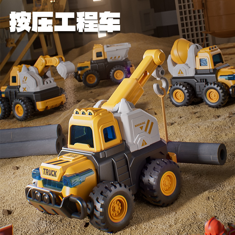 Push Excavator Toy Car Set with Bulldozer, Road Roller, Forklift, and Construction Vehicles with Inertia Sliding Feature