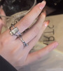 Square brand fashionable adjustable ring, on index finger