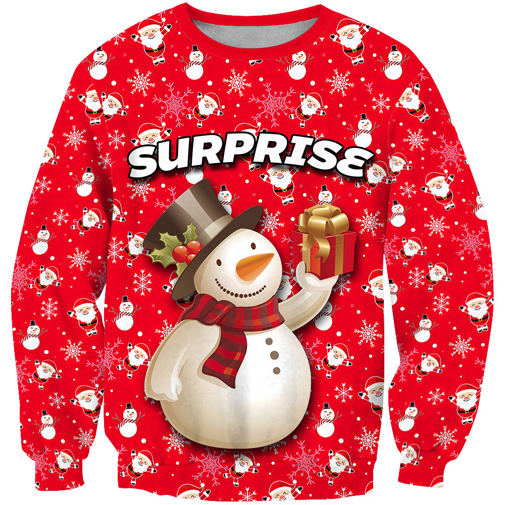 Fábrica transfronteriza 3D cuello redondo camisa casual hombres suéter 3D impreso suéter con capucha Navidad suministro directo de fábrica