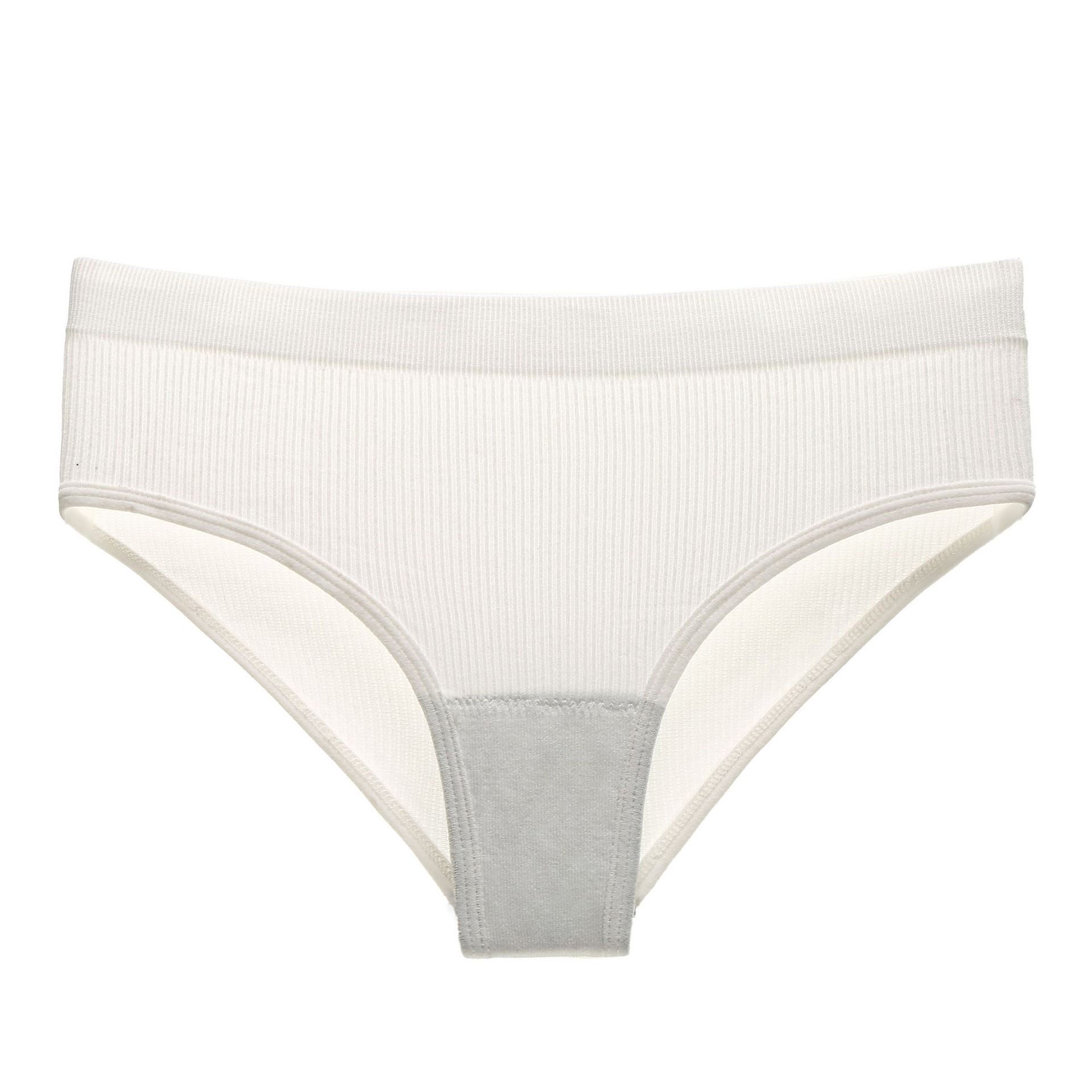 Cross-border Large Size Mid-waist Sexy Briefs Seamless Fitness Sports Pure Desire Style Underwear Women's Threaded Solid Color T Pants