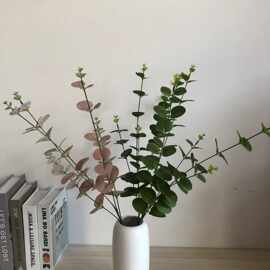 仿真5叉尤加利金钱叶把束婚庆家居装饰绿植叶子假花批发高仿真