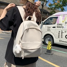 简约背包女双肩包书包女生大学生旅行电脑包2023新款轻便百搭高中