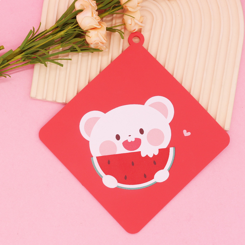Posavasos de oso de sandía cuadrada grande